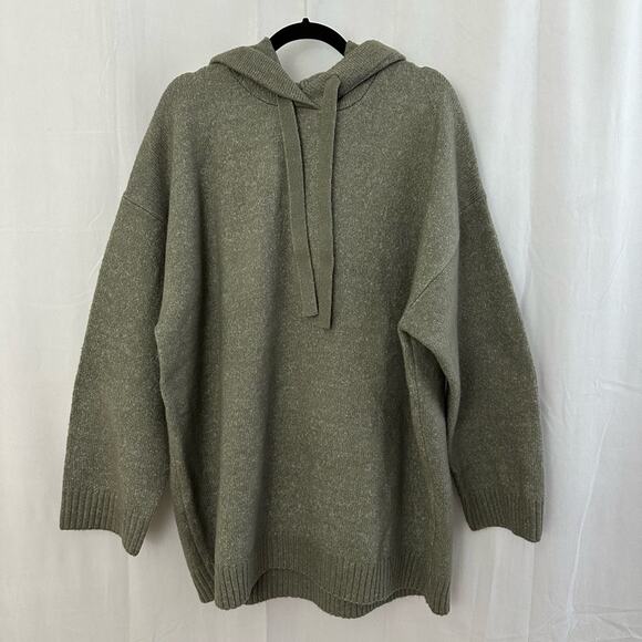 Miss Selfridge Knit Oversize Longline Hoodie Sweater in Green Womens Size Large - Picture 3 of 7
